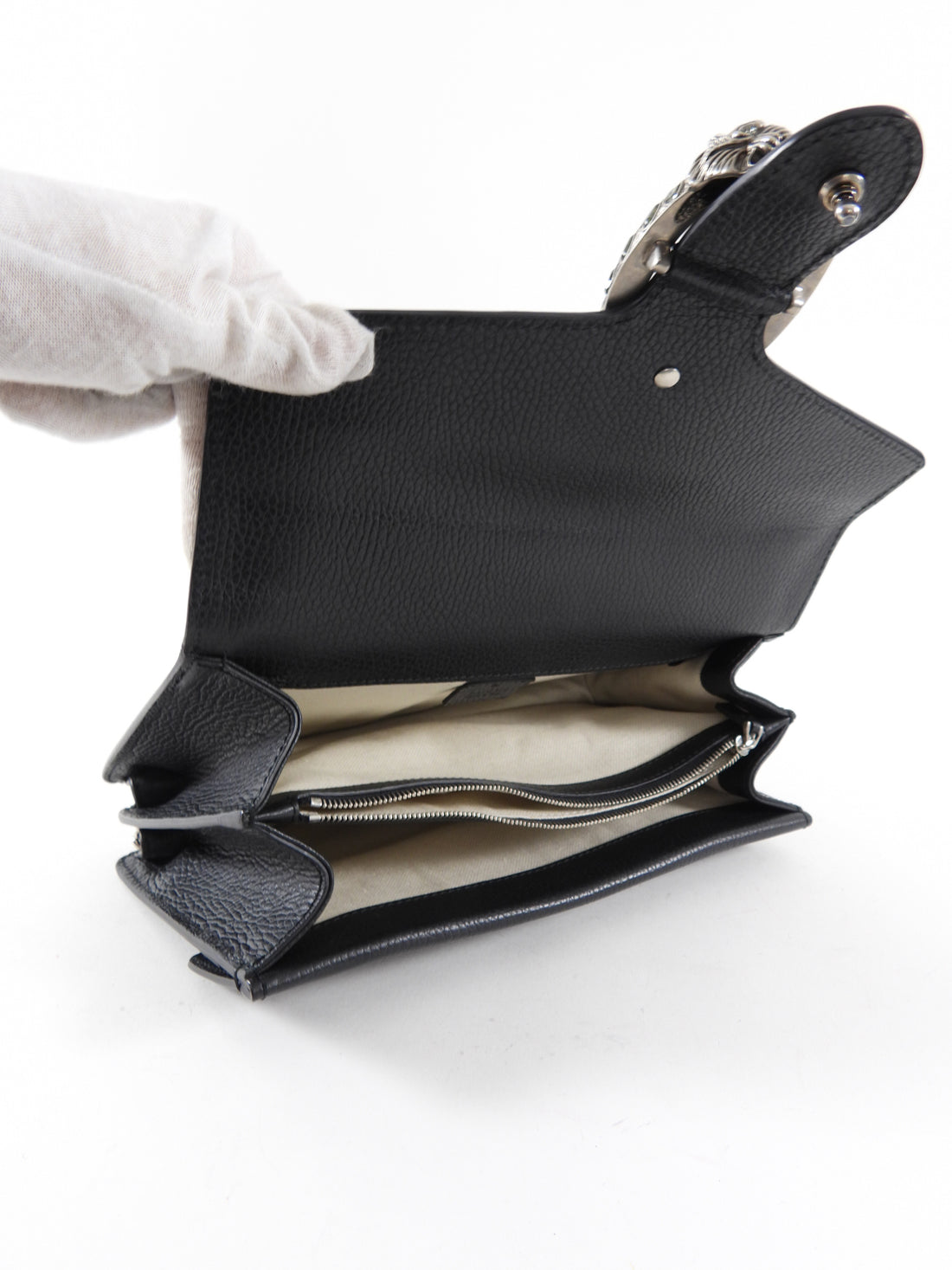 Gucci Black Leather Medium Crystal Dionysus Chain Bag