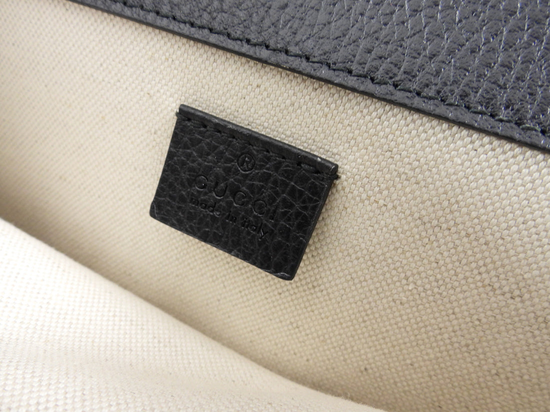 Gucci Black Leather Medium Crystal Dionysus Chain Bag