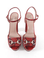 Gucci Burgundy Red Python Horsebit Platform Sandals - 40