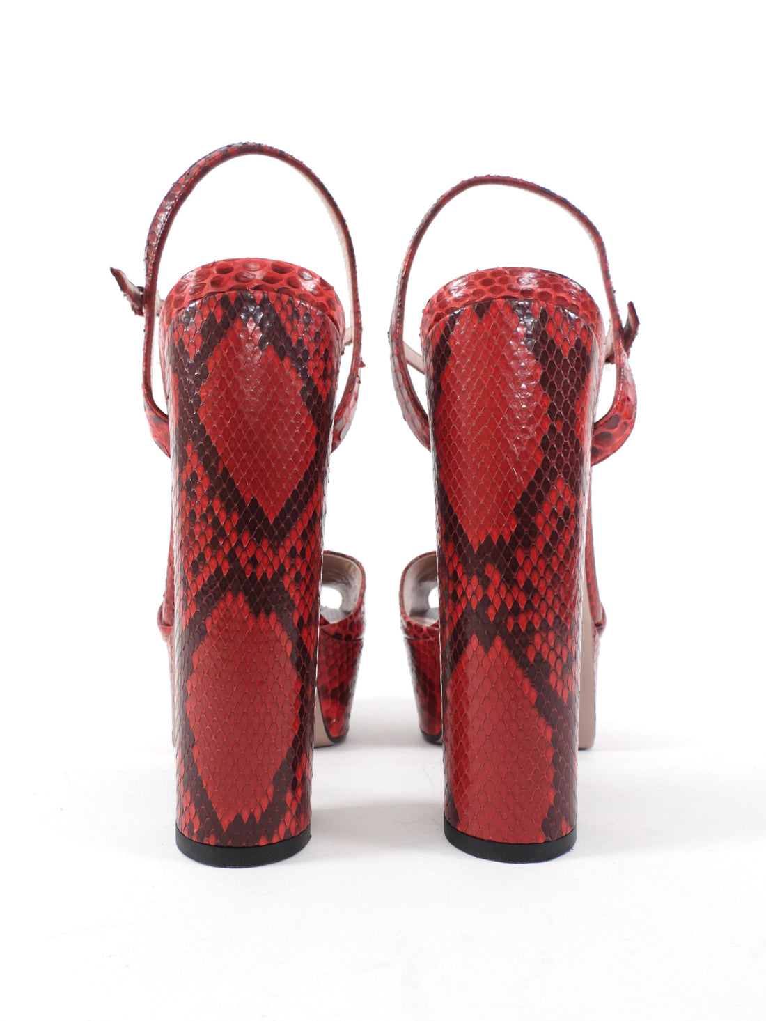 Gucci Burgundy Red Python Horsebit Platform Sandals - 40