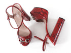 Gucci Burgundy Red Python Horsebit Platform Sandals - 40