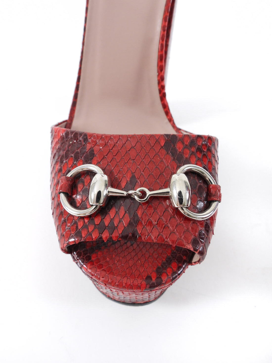Gucci Burgundy Red Python Horsebit Platform Sandals - 40