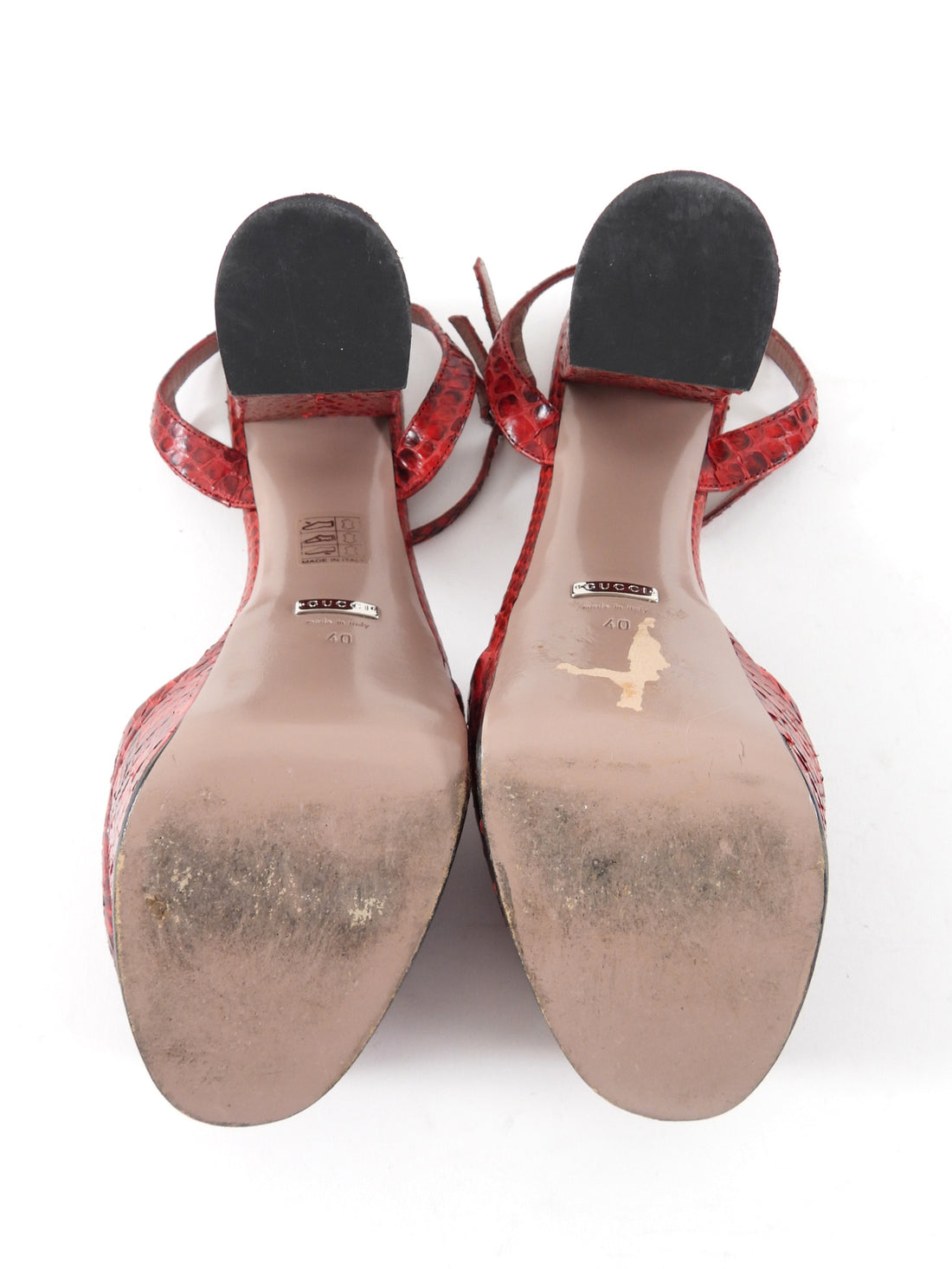 Gucci Burgundy Red Python Horsebit Platform Sandals - 40