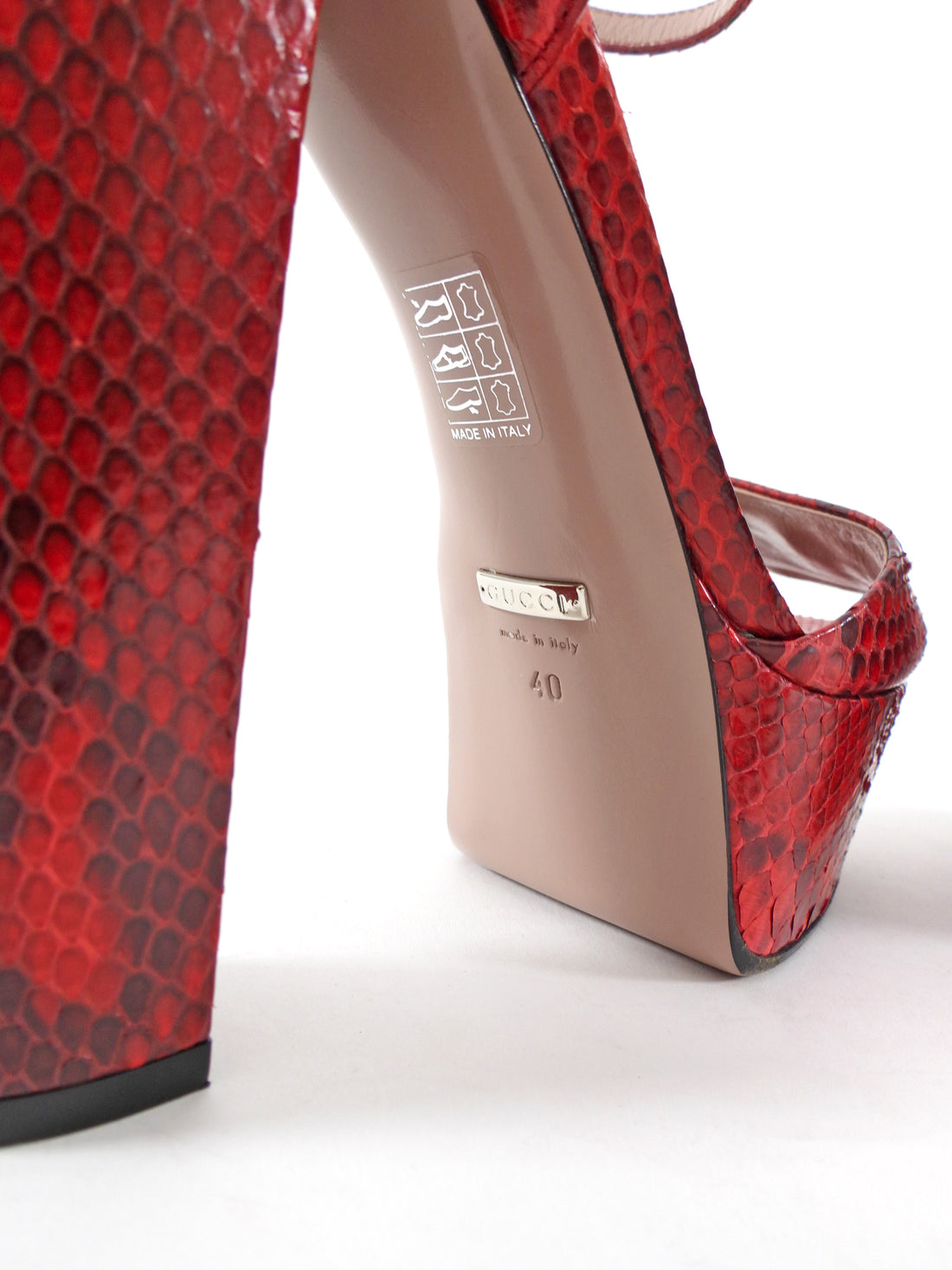 Gucci Burgundy Red Python Horsebit Platform Sandals - 40