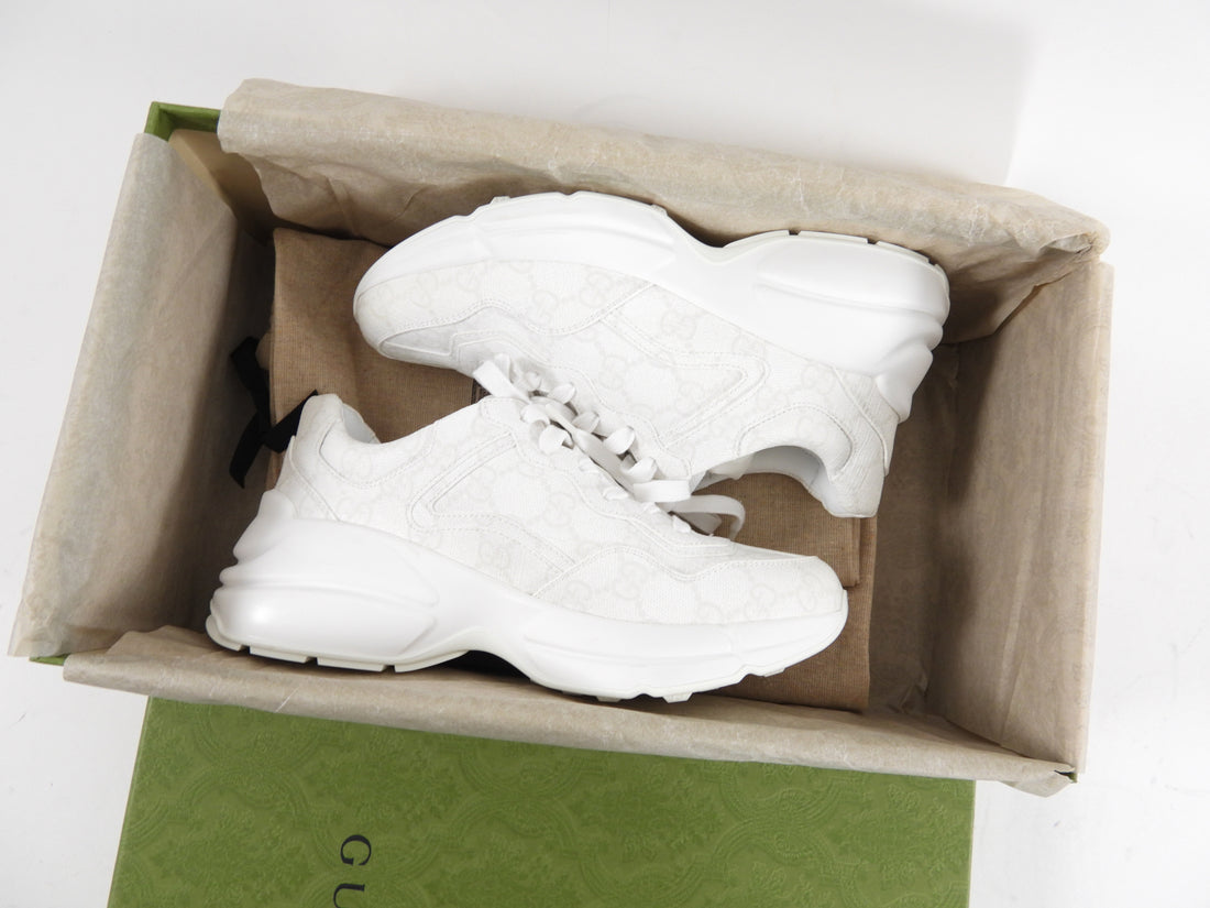 Gucci Rython White Monogram Gucci White Monogram Canvas Rhyton Sneakers - 6 – I MISS YOU VINTAGE