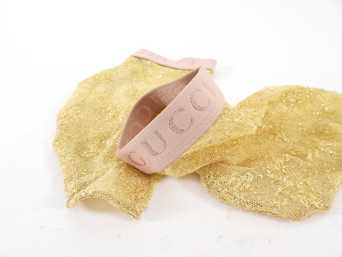 Gucci Gold Metallic Lace Ankle Socks - S