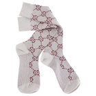 Gucci Silver Burgundy Metallic Lame GG Socks - M (7-9)
