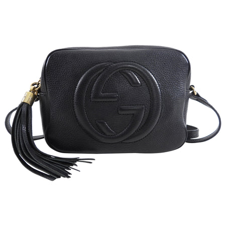 Gucci Black Leather Soho Tassel Crossbody Camera Bag