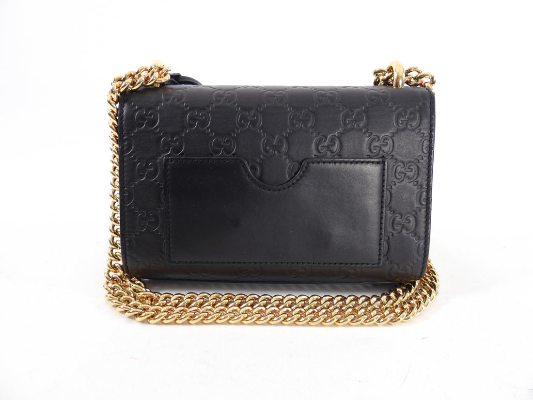 Gucci Small Black Guccissima Leather Padlock Chain Bag