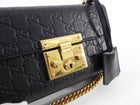 Gucci Small Black Guccissima Leather Padlock Chain Bag