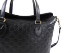 Gucci Black Guccissima Leather Lina A Foldover Two-Way Tote Bag