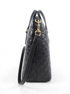 Gucci Black Guccissima Leather Lina A Foldover Two-Way Tote Bag