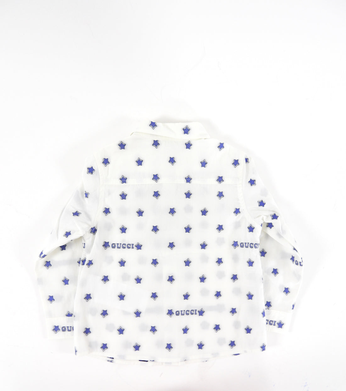 Gucci Baby White and Blue Logo Star Shirt - 12/18 M