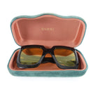 Gucci Oversized Black Acetate Yellow Lens Square Sunglasses