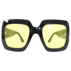 Gucci Oversized Black Acetate Yellow Lens Square Sunglasses