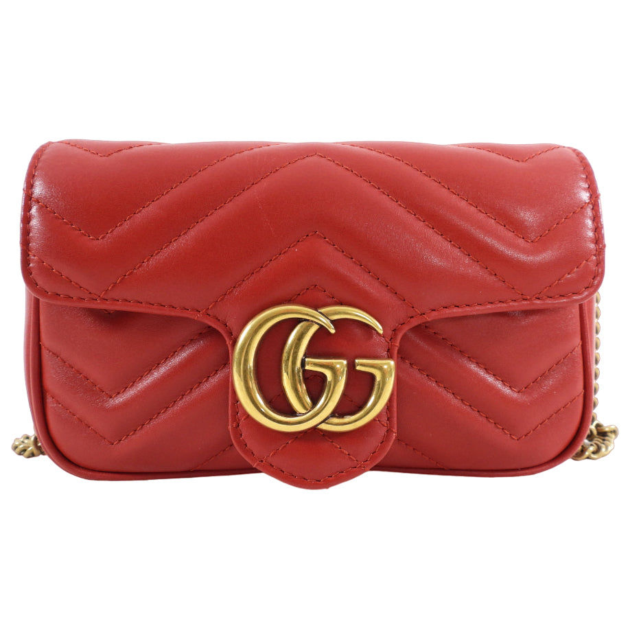 Gucci Super Mini Red Matelasse Marmont Bag