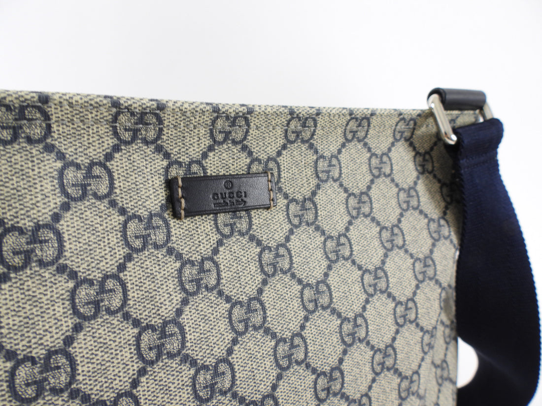 Gucci Navy Monogram Coated Canvas Messenger Bag