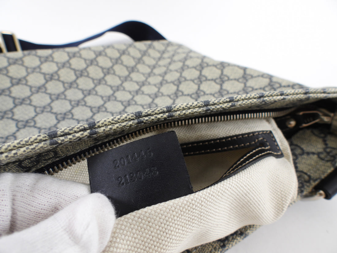 Gucci Navy Monogram Coated Canvas Messenger Bag