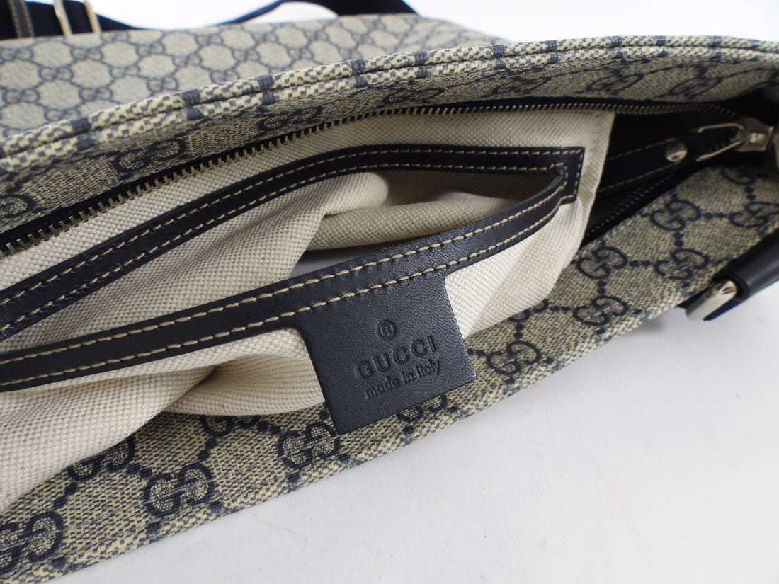 Gucci Navy Monogram Coated Canvas Messenger Bag