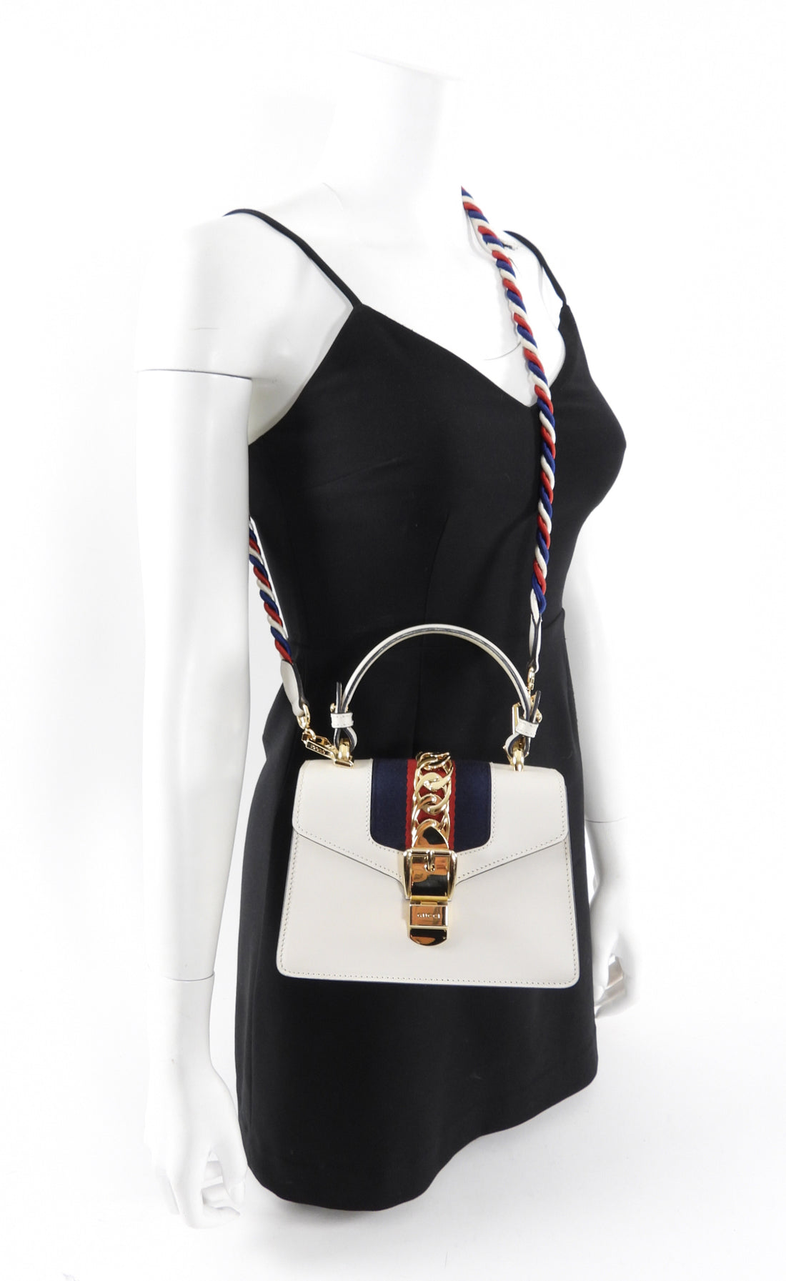 Gucci Sylvie Ivory Mini Web Stripe Bag