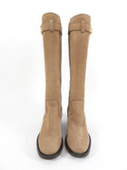 Gucci Taupe Brown Nubuck Leather Tall Boots with GG Logo - 36.5