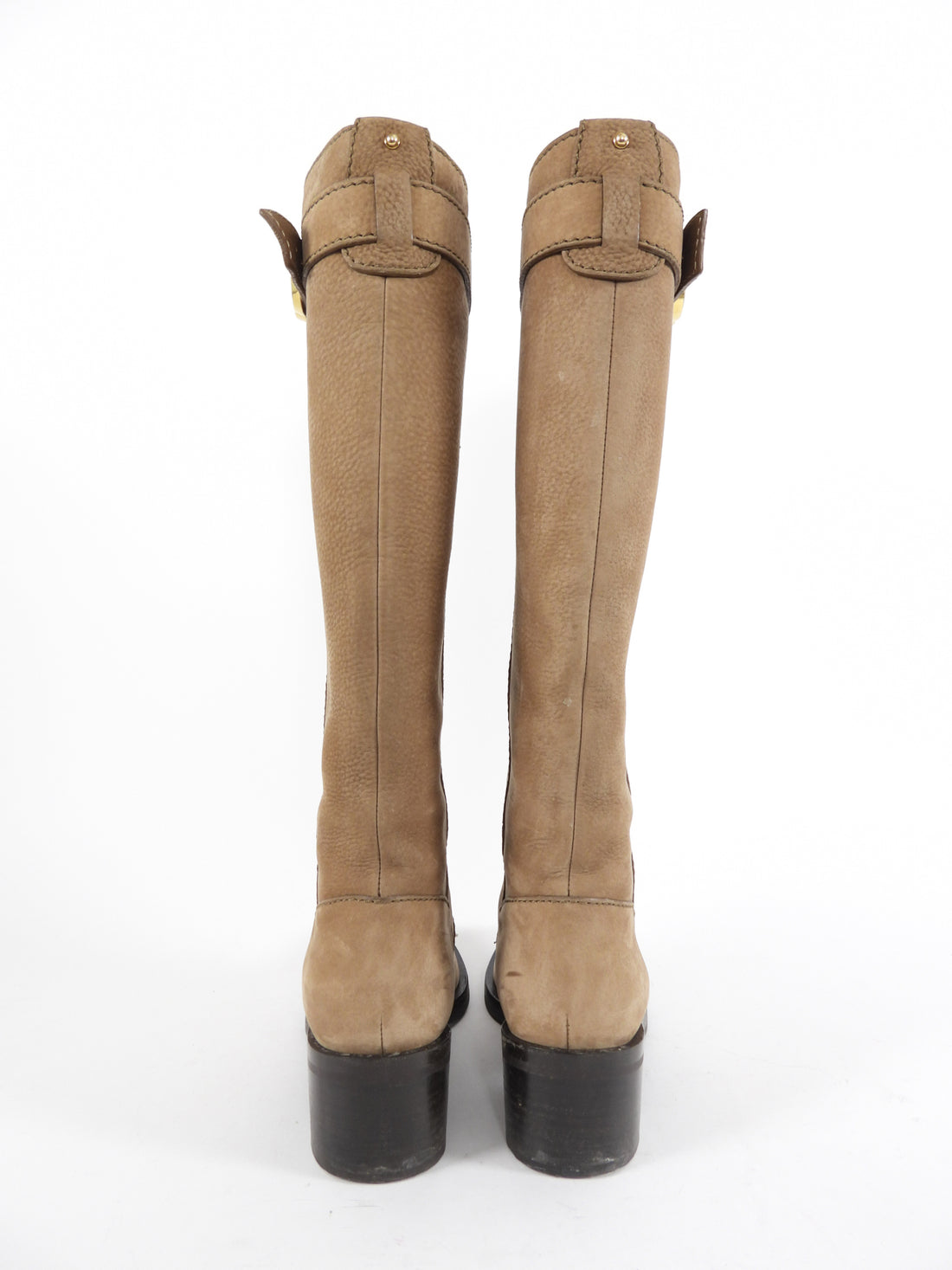 Gucci Taupe Brown Nubuck Leather Tall Boots with GG Logo - 36.5