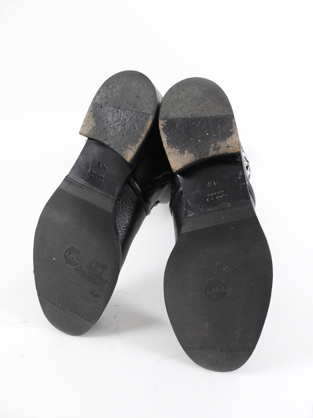 Gucci Silvertone Horsebit Black Leather Tall Riding Boot - 36.5