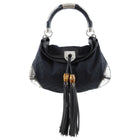 Gucci Black Monogram Canvas Indy Hobo Bamboo Tassel Bag