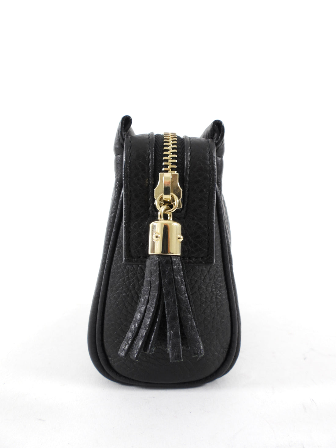 Gucci Black Leather Bamboo Tassel Travel Toiletry / Clutch Bag