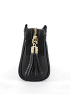 Gucci Black Leather Bamboo Tassel Travel Toiletry / Clutch Bag
