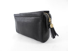 Gucci Black Leather Bamboo Tassel Travel Toiletry / Clutch Bag