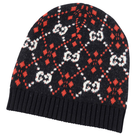 Gucci Black White Red GG Knit Toque Hat