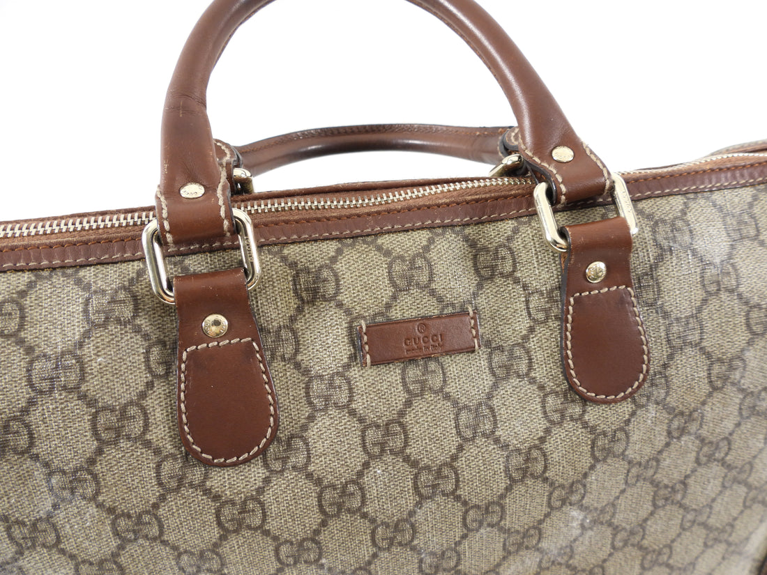 Gucci Vintage Brown Monogram Coated Canvas Zip Tote Bag