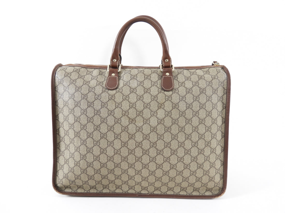 Gucci Vintage Brown Monogram Coated Canvas Zip Tote Bag