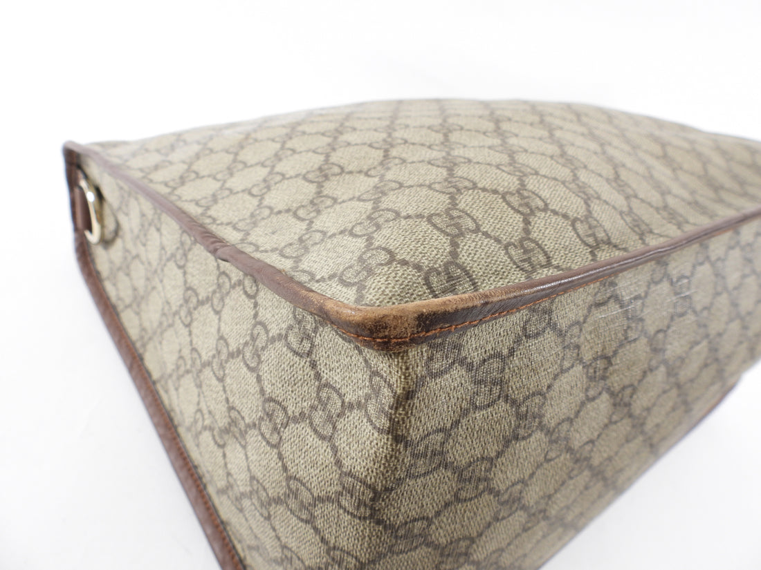 Gucci Vintage Brown Monogram Coated Canvas Zip Tote Bag