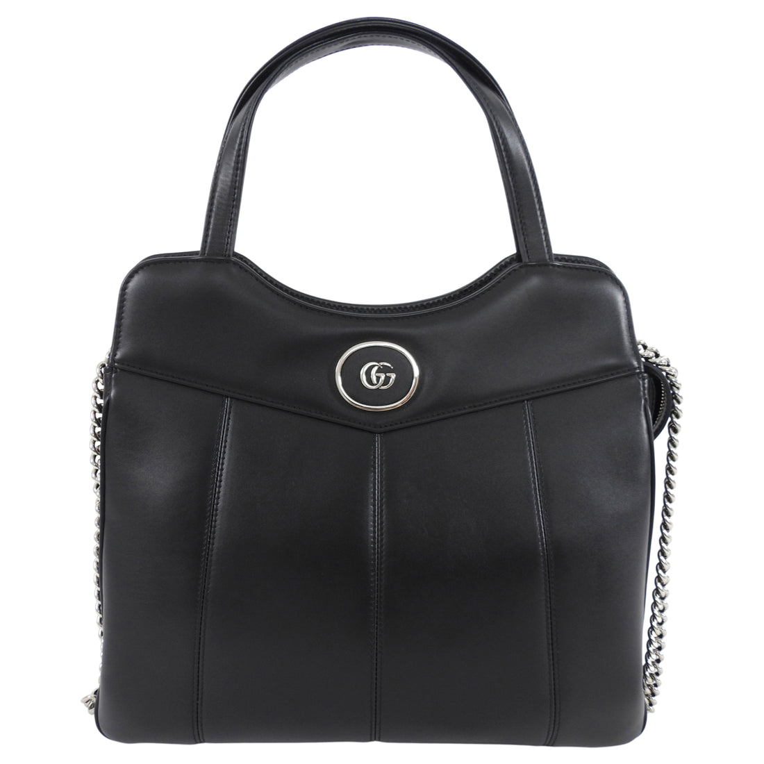 Gucci Black Leather Petite GG Two Way Tote Bag
