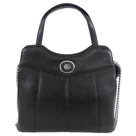 Gucci Black Leather Petite GG Two Way Tote Bag
