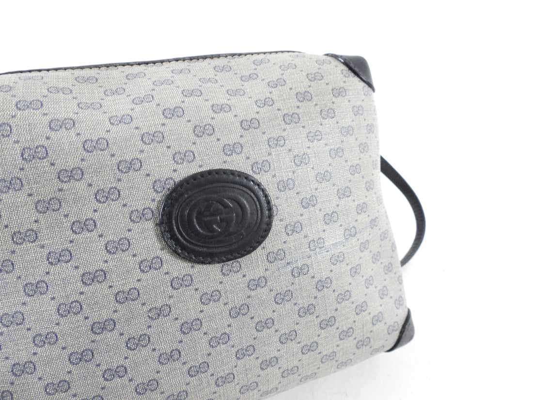 Gucci Vintage Navy Monogram Canvas Crossbody Camera Bag