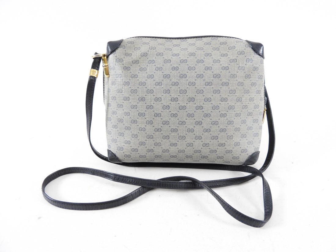 Gucci Vintage Navy Monogram Canvas Crossbody Camera Bag