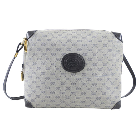 Gucci Vintage Navy Monogram Canvas Crossbody Camera Bag