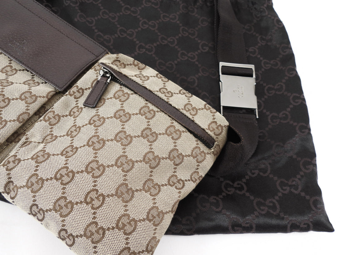 Gucci GG Monogram Canvas Double Pocket Belt Bag
