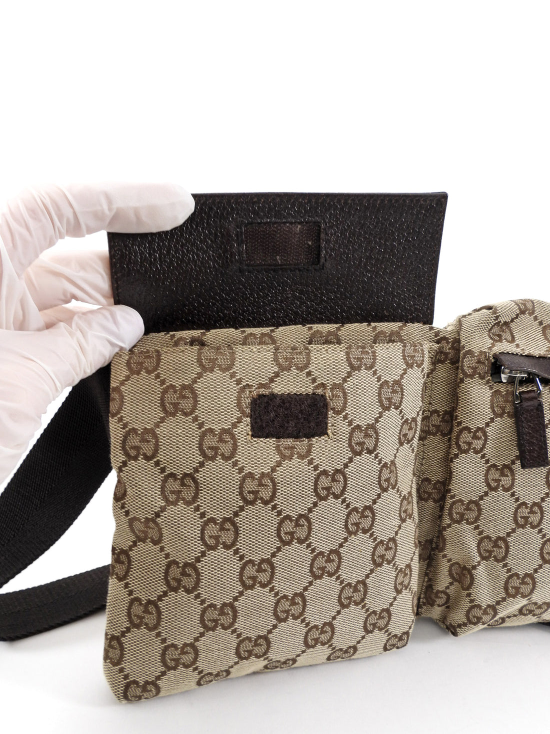 Gucci GG Monogram Canvas Double Pocket Belt Bag