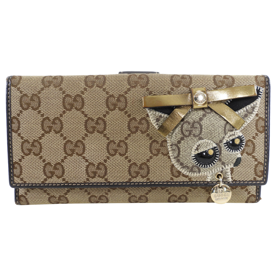 Gucci Monogram Canvas Novelty Dog Long Continental Wallet