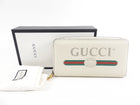 Gucci Ivory Leather Monogram Continental Zip Wallet