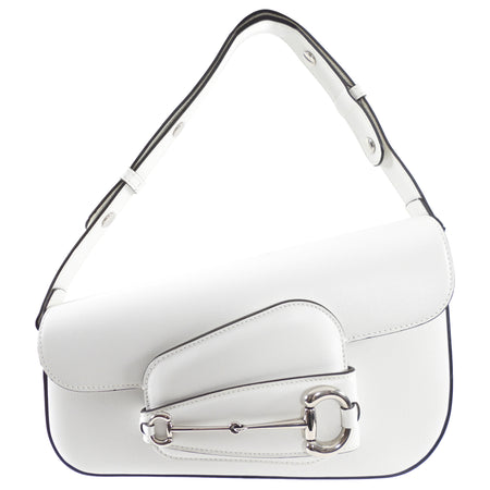 Gucci Horsebit 1955 White Leather Asymmetrical Bag
