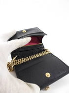 Gucci Black Leather Mini Compact Wallet on Chain
