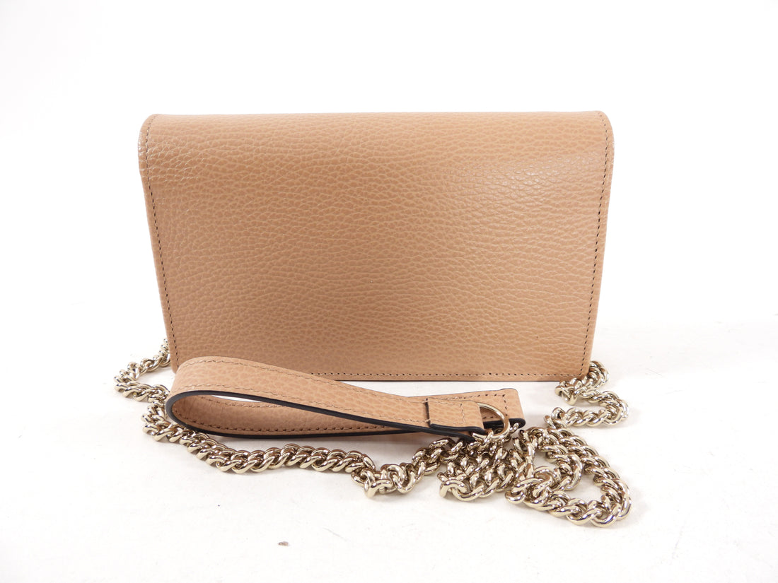 Gucci Beige Interlocking G Small Wallet on Chain Crossbody