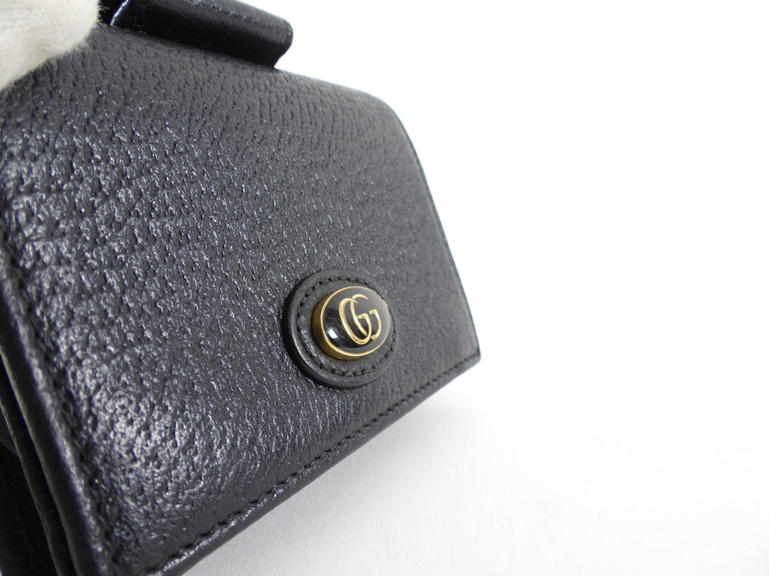 Gucci Black Leather Mini Compact Wallet on Chain