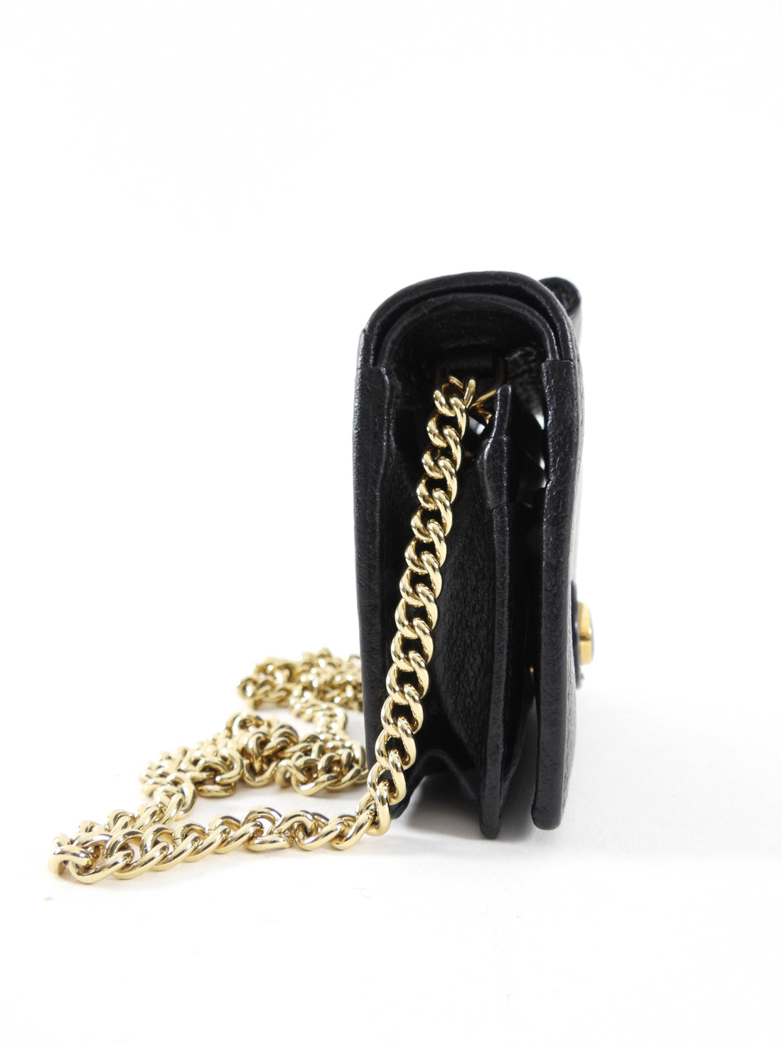Gucci Black Leather Mini Compact Wallet on Chain