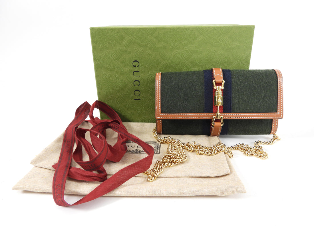 Gucci Small Jackie 1961 Felt Web Wallet on Chain Bag